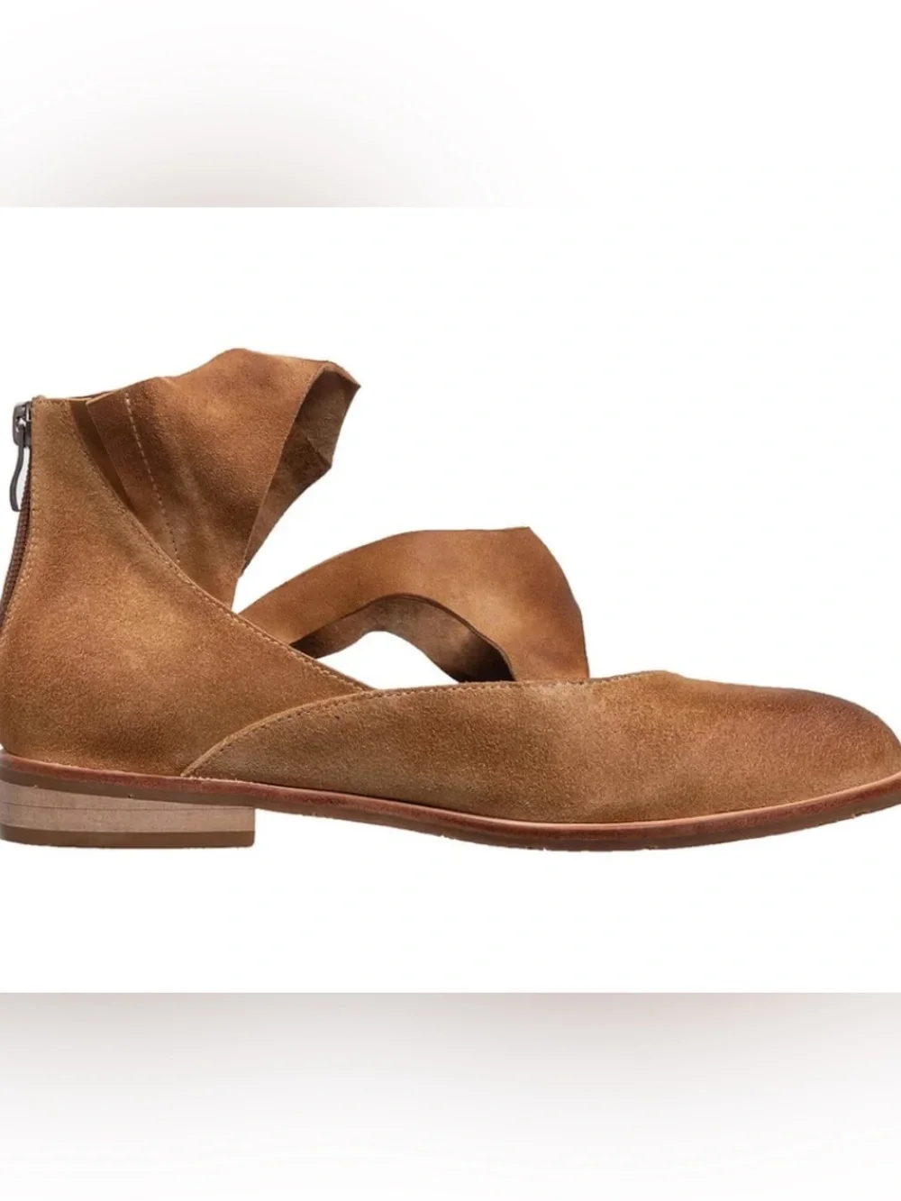 Antelope Lalana Suede Back-Zip Flats In Taupe Women’s Size 38 EU New In Box